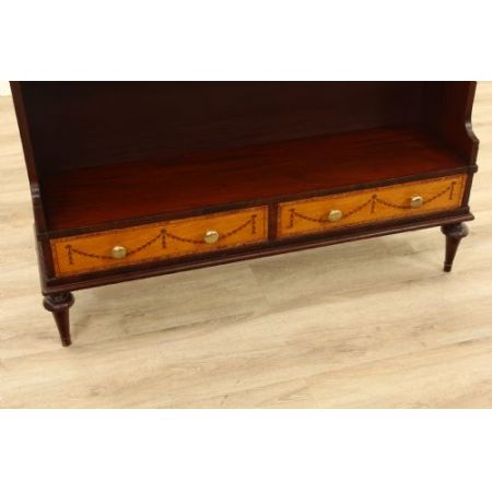 Englisches viktorianisches Bücherregal aus massivem Mahagoni & Satinholz