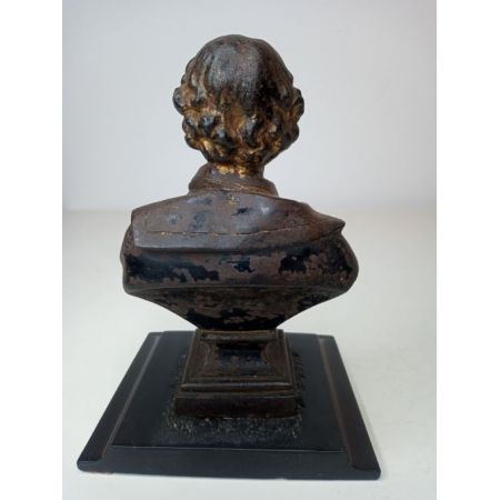 Englische Büste von William Shakespeare auf schwarzem Marmorsockel