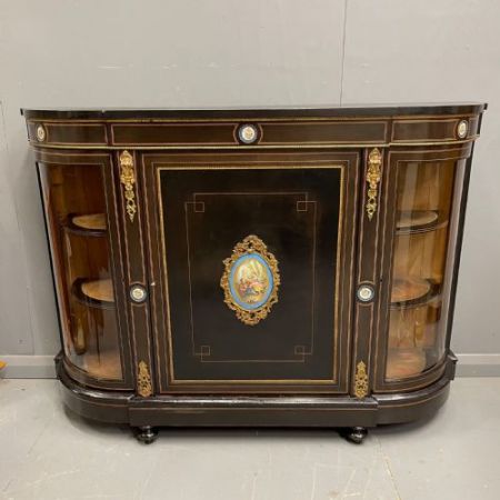 Viktorianische ebonisierte und intarsierte englische Kommode aus Massivholz