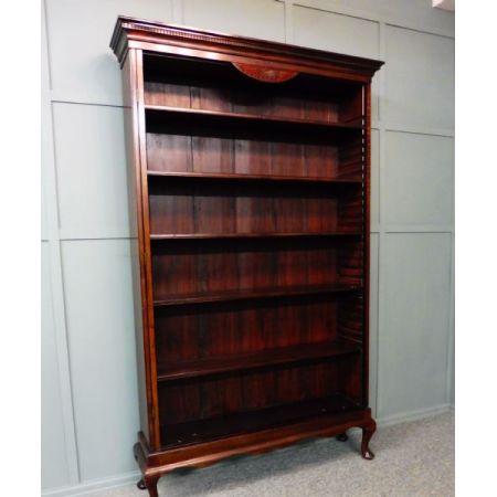 Antiker englischer offener Bücherschrank aus massivem Mahagoniholz