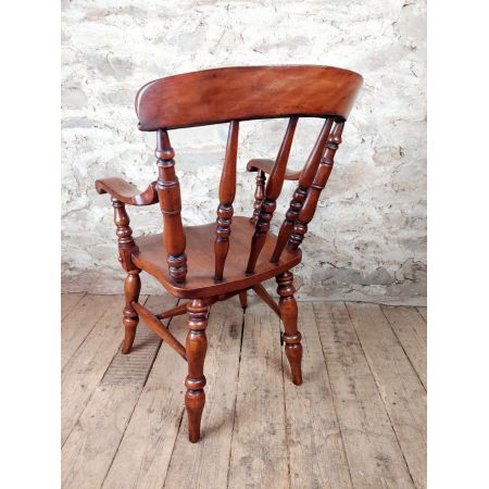 Viktorianische englischer Küchenstuhl aus massivem Birken- Ulmenholz