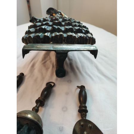 Englisches edwardianisches Messing-Kamin-Set