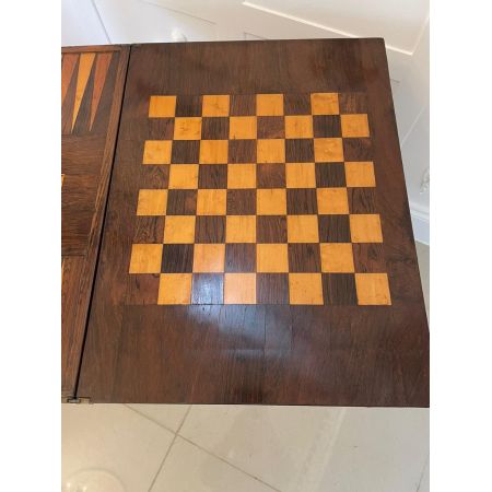 Antiker englischer Backgammon-/Schachspieltisch in viktorianischer Qualität aus Palisander