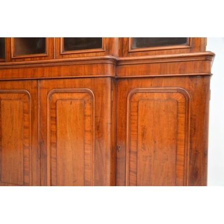 Antikes viktorianisches Breakfront Bibliotheksregal aus Mahagoni Massivholz