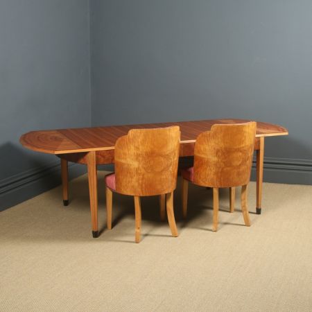 Antiker Art Déco gemaserter, ausziehbarer Esstisch aus Nussbaum