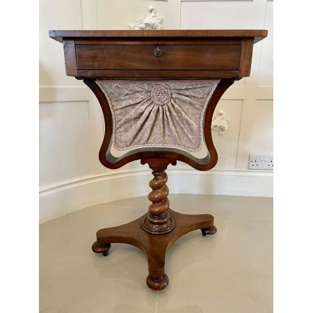 Antiker Schachbrettnähtisch, freistehender william IV Nähtish aus Palisander