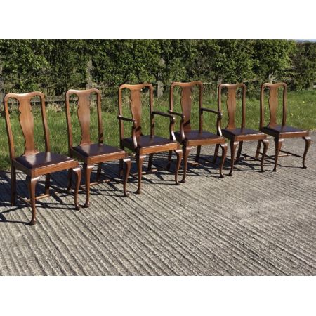 Herrlicher Satz von sechs Queen Anne Stil Esszimmerstühle