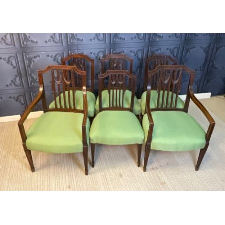 Satz von sechs Mahagoni Esszimmerstühle aus dem 19. Jahrhundert