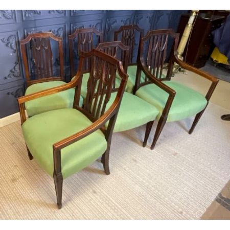 Satz von sechs Mahagoni Esszimmerstühle aus dem 19. Jahrhundert