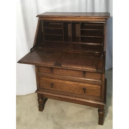 Antiker Bureau Fall Front Schreibtisch aus Massiver Eiche