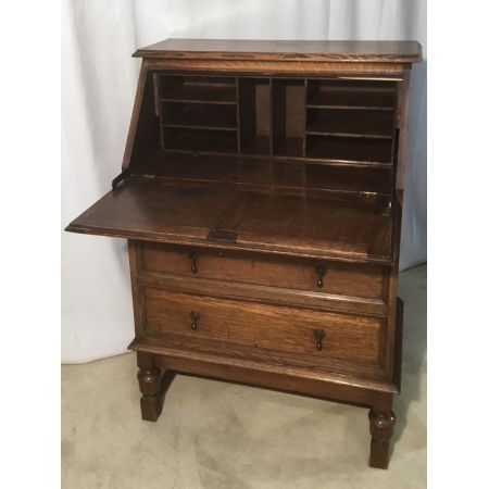 Antiker Bureau Fall Front Schreibtisch aus Massiver Eiche