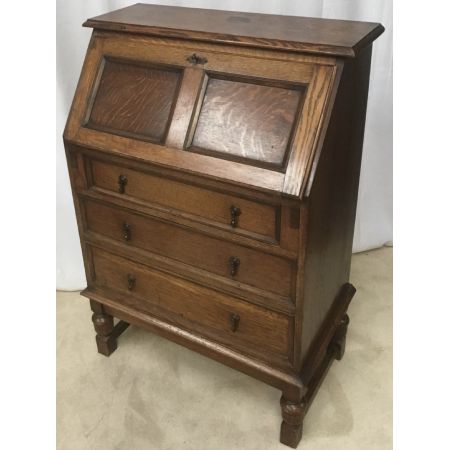 Antiker Bureau Fall Front Schreibtisch aus Massiver Eiche