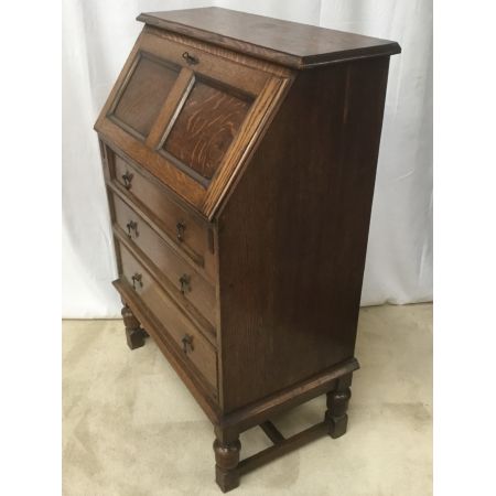 Antiker Bureau Fall Front Schreibtisch aus Massiver Eiche