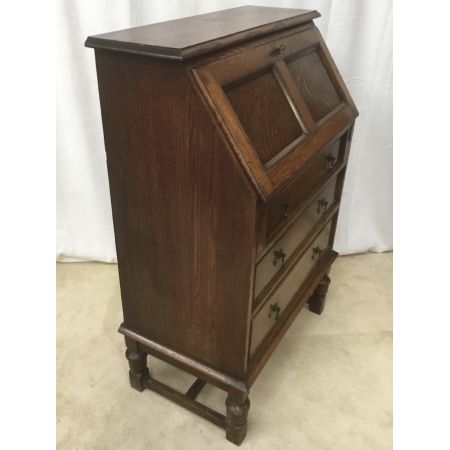 Antiker Bureau Fall Front Schreibtisch aus Massiver Eiche