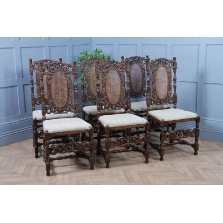 Satz von sechs antiken Charles jacobean Esszimmerstühlen