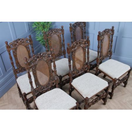 Satz von sechs antiken Charles jacobean Esszimmerstühlen