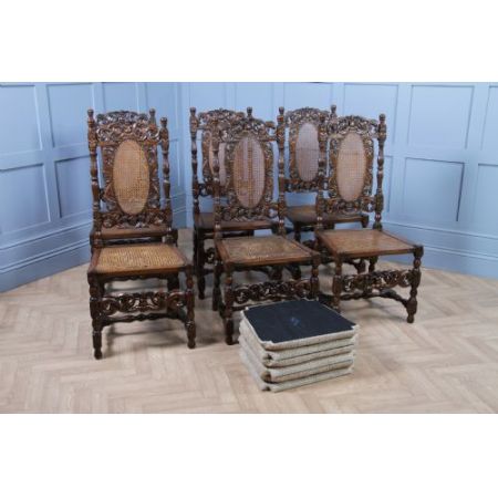 Satz von sechs antiken Charles jacobean Esszimmerstühlen