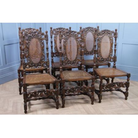 Satz von sechs antiken Charles jacobean Esszimmerstühlen