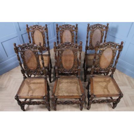 Satz von sechs antiken Charles jacobean Esszimmerstühlen