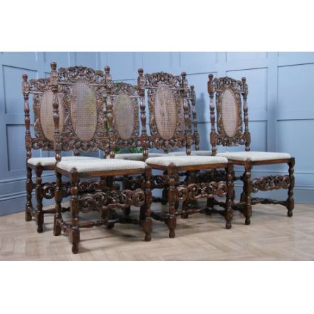 Satz von sechs antiken Charles jacobean Esszimmerstühlen