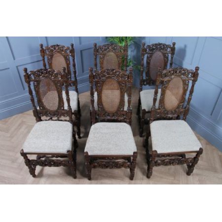 Satz von sechs antiken Charles jacobean Esszimmerstühlen