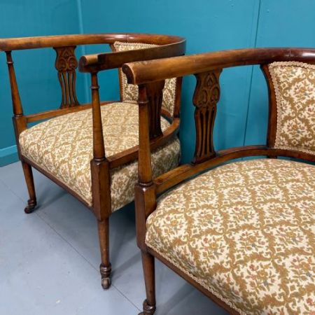 Paar edwardian Mahagoni Wanne-Sessel auf Rollen