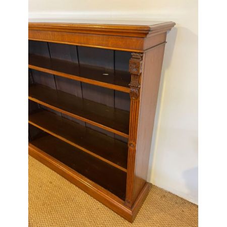 Spät viktorianisches offenes Bücherregal aus Mahagoni Massivholz