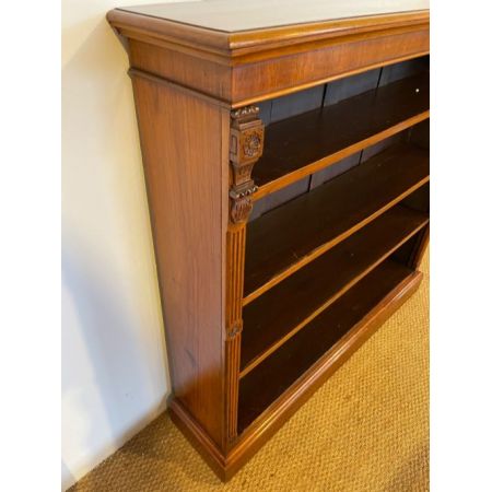 Spät viktorianisches offenes Bücherregal aus Mahagoni Massivholz