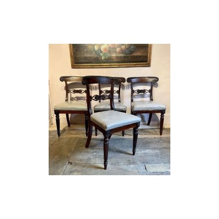 8 Antike Regency Esstischstühle aus Rosenholz