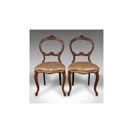 Paar antiker Nussbaum Stühle aus der viktorianischen Zeit