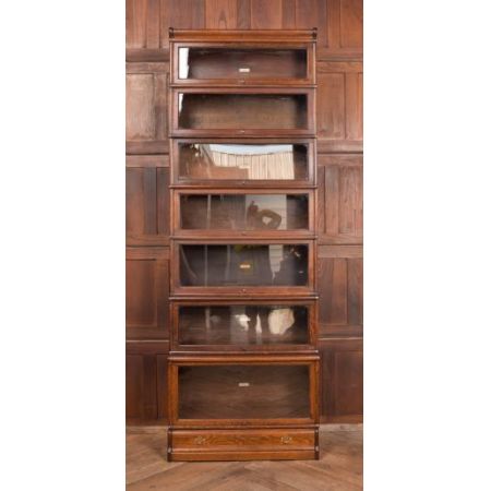 Antikes Globe Wernicke aus Eichenholz, siebenteilig