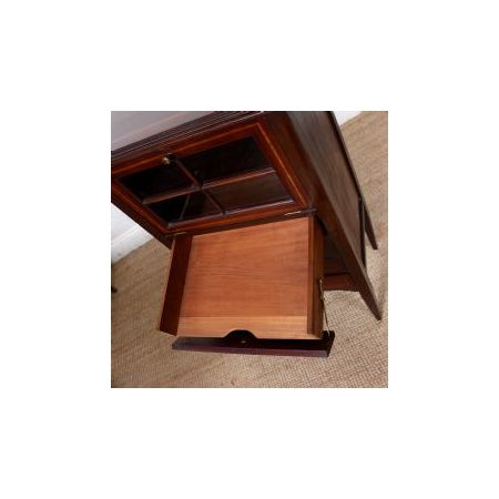 verglaster Musikschrank mit Intarsien aus Mahagoni im Edwardian Stil