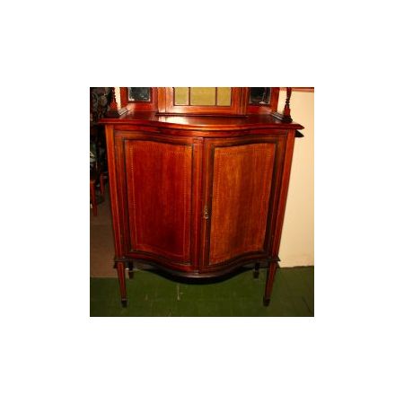 Massive Mahagoni Vitrine mit Intarsien im Edwardian Stil