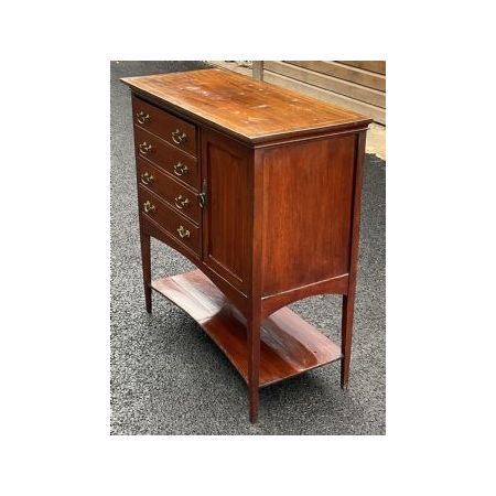 Edwardian Musikschrank aus Mahagoni mit Intarsien