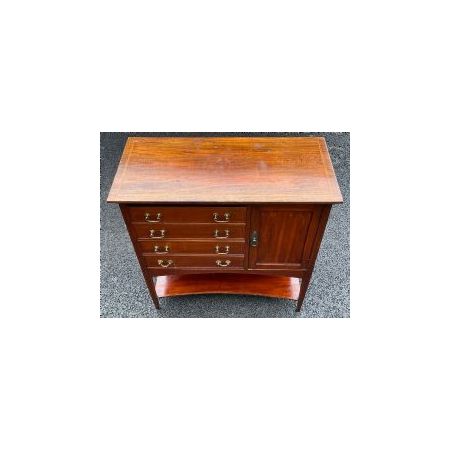 Edwardian Musikschrank aus Mahagoni mit Intarsien