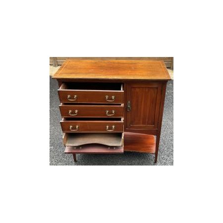 Edwardian Musikschrank aus Mahagoni mit Intarsien