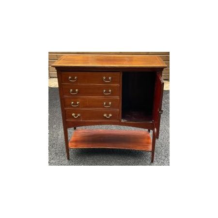 Edwardian Musikschrank aus Mahagoni mit Intarsien