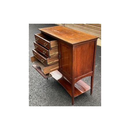 Edwardian Musikschrank aus Mahagoni mit Intarsien