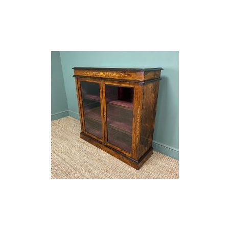 Viktorianischer Bücherschrank / Vitrine aus Palisander mit Intarsien