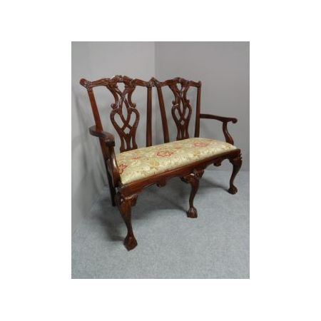 Antikes Sofa  Sitzbank aus Mahagoni im Chippendale Stil