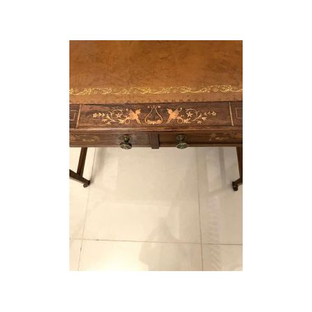 Antiker edwardianischer Schreibtisch aus Rosenholz mit Intarsien