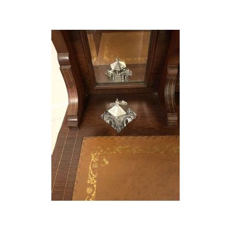 Antiker edwardianischer Schreibtisch aus Rosenholz mit Intarsien