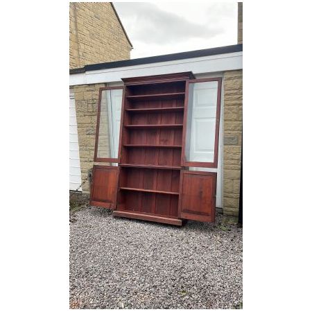 Bücherschrank / Büchervitrine aus Mahagoni und Kiefer