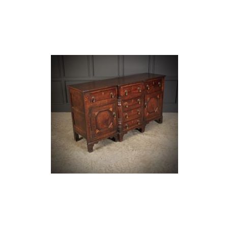 Antikes Breakfront Sideboard aus Eiche und Mahagoni