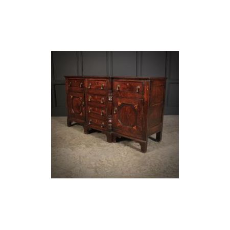 Antikes Breakfront Sideboard aus Eiche und Mahagoni