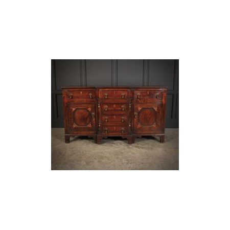 Antikes Breakfront Sideboard aus Eiche und Mahagoni