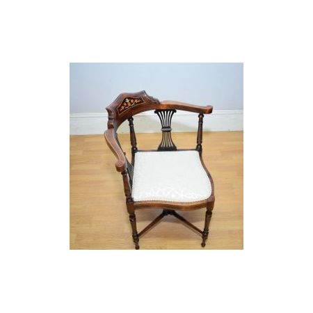 victorian corner inlaid armchair Viktorianischer Stuhl / corner chair mit Intarsien