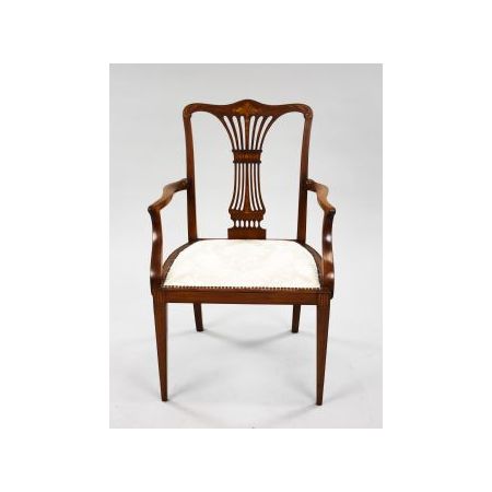 Mahagoni Stuhl / open armchair aus der Edwardianischen Epoche mit Intarsien