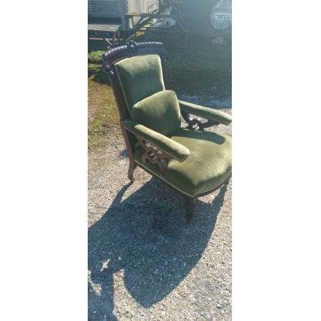 Antiker Spätviktorianischer gepolsteter Sessel aus massivem Mahagoni