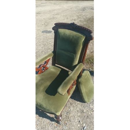 Antiker Spätviktorianischer gepolsteter Sessel aus massivem Mahagoni